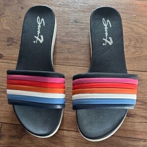 Seven7 Women's Colorful Striped Slide Sandals
